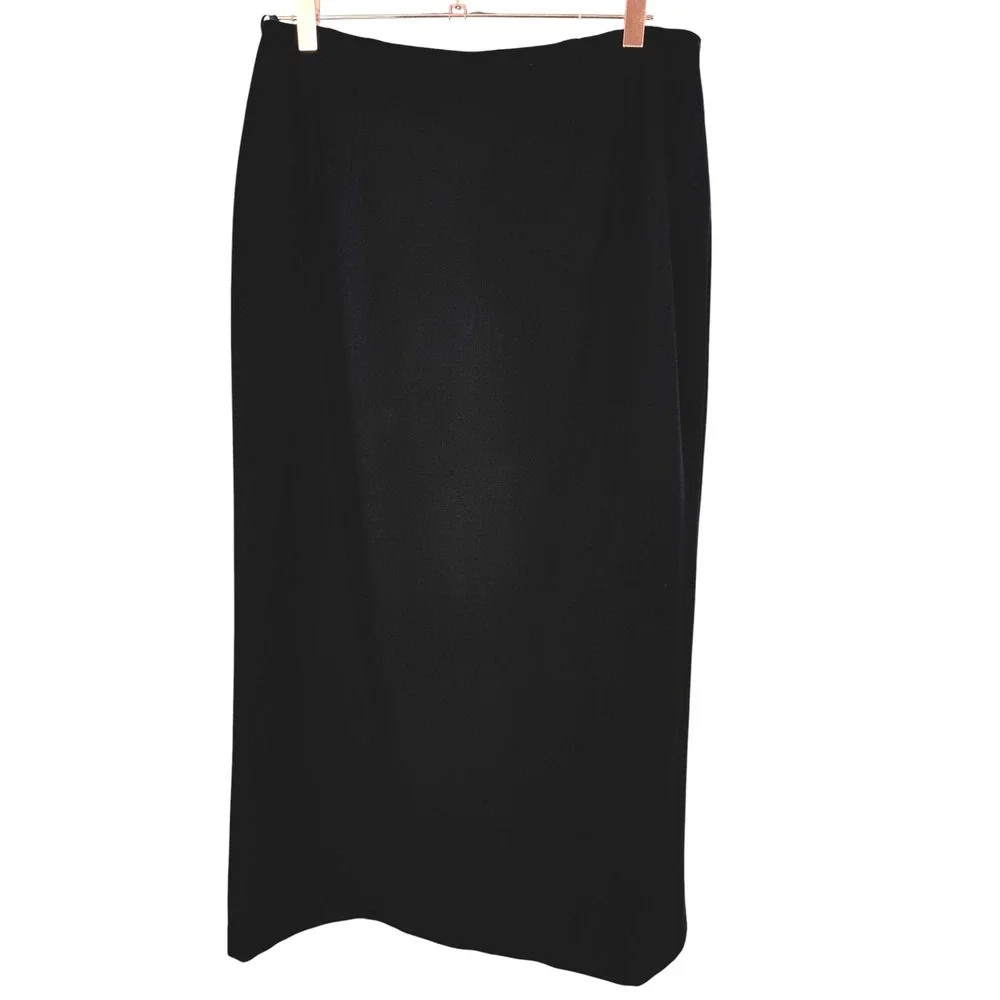 NWT Lauren Ralph Lauren Black Wool Tudor Wrap Maxi Skirt Frog Toggles Size 10 - Picture 2 of 12